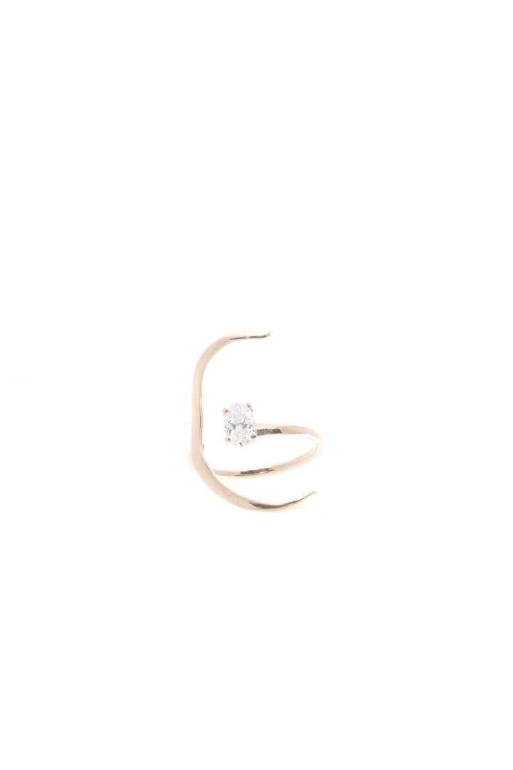 Diamond Half Moon Ring - Yellow Gold Size 7.5