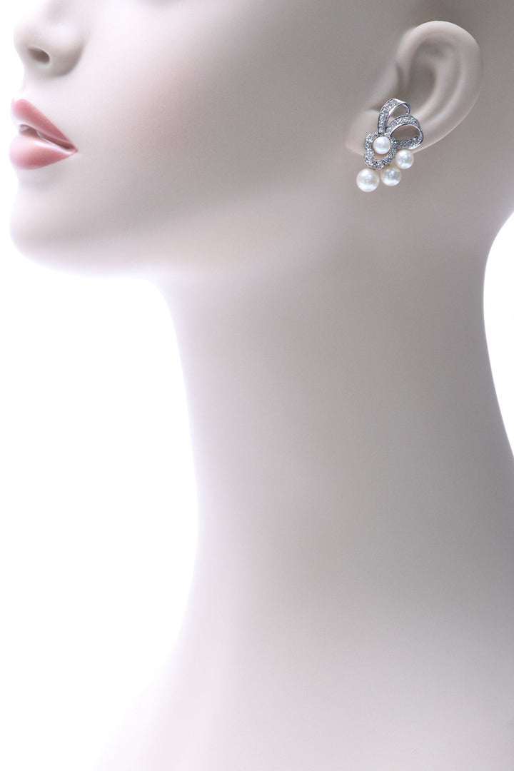 Diamond & Pearl Estate Earrings - White Gold