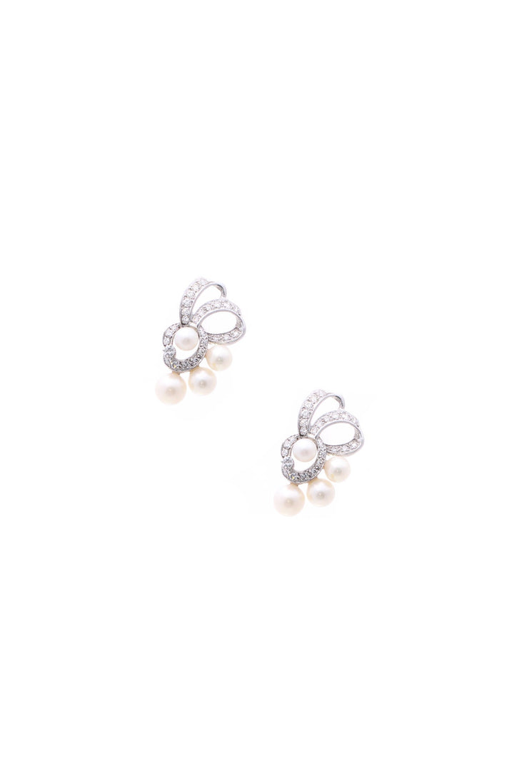 Diamond & Pearl Estate Earrings - White Gold