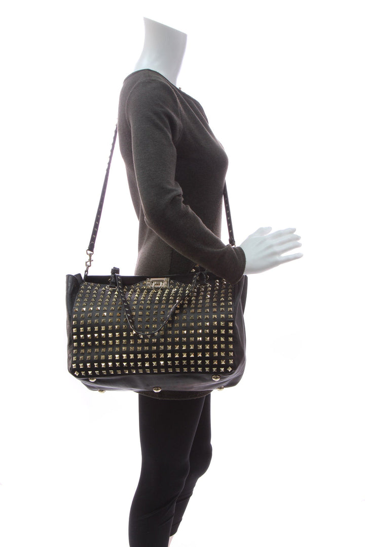 Rockstud All Over Trapeze Tote Bag