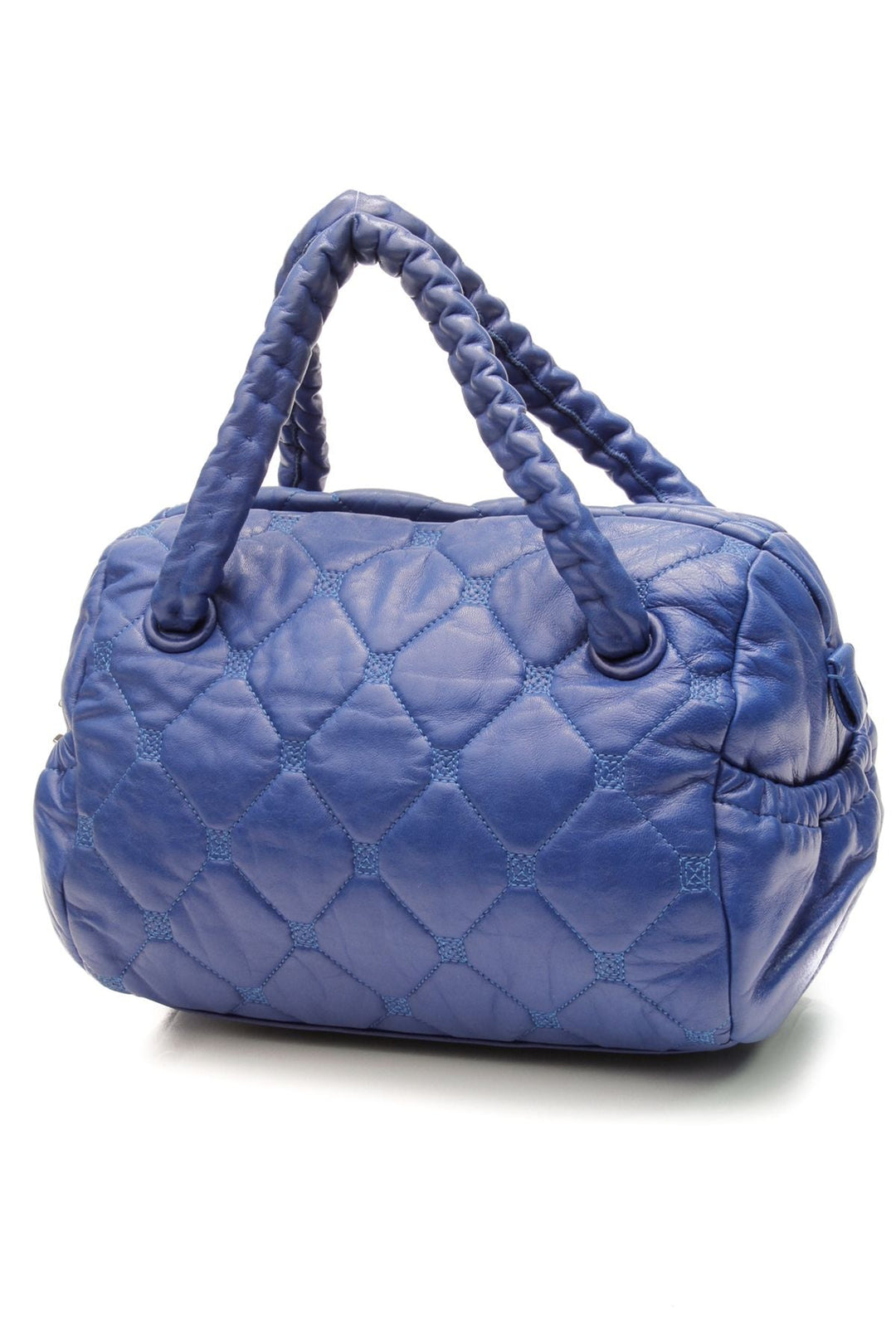 Hidden Chain Bowler Bag - Blue Lambskin