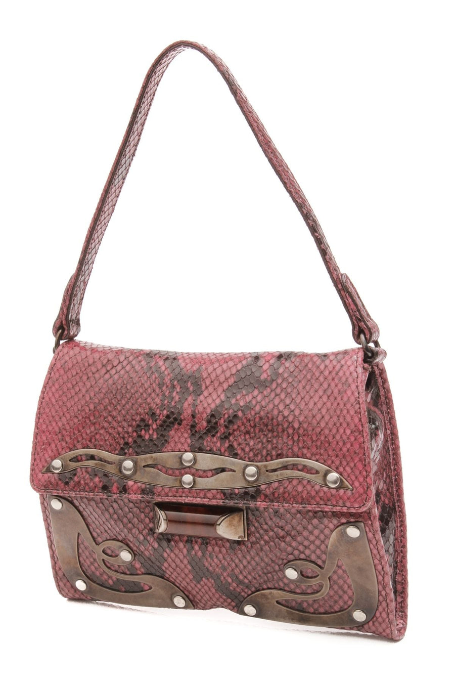 Python Embossed Mini Flap Bag - Purple