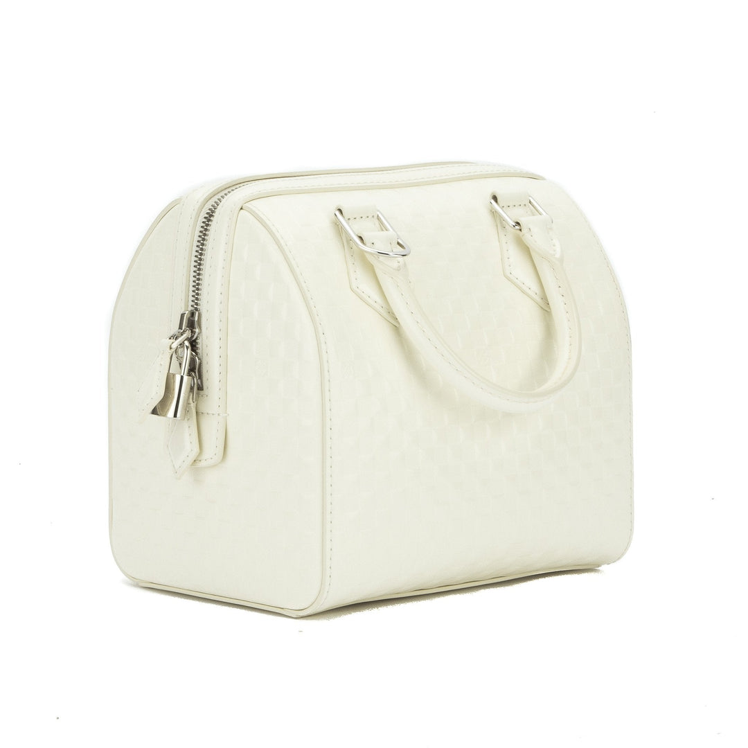 L*V White Damier Facette Speedy Cube PM Bag (Pre Owned)