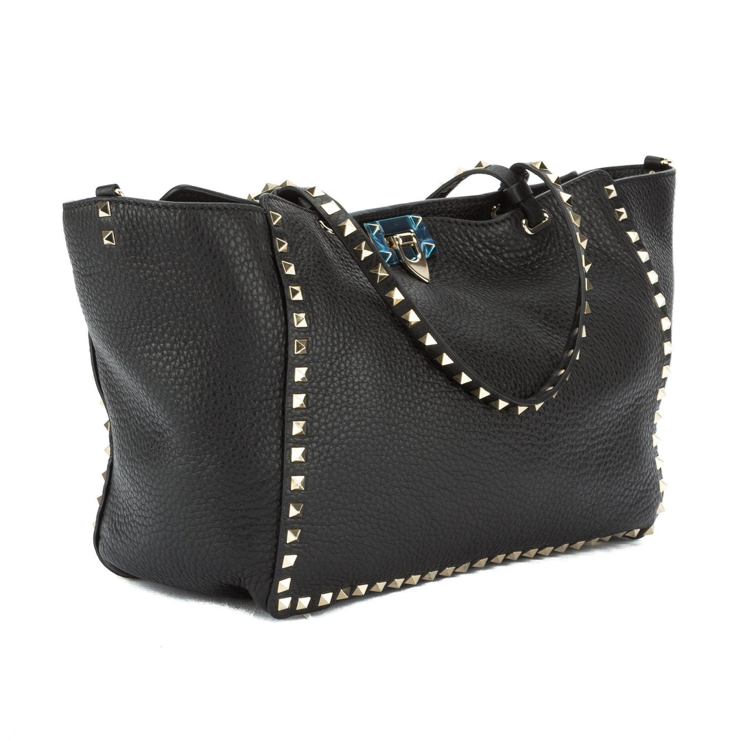 Valentino Black Rockstud Small Leather Tote Bag (New with Tags)
