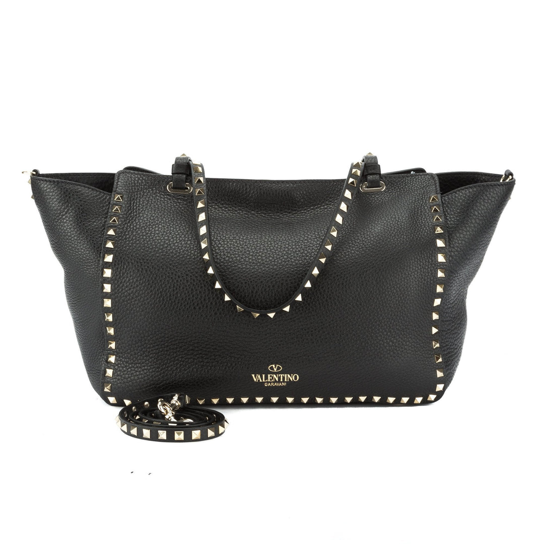 Valentino Black Rockstud Small Leather Tote Bag (New with Tags)