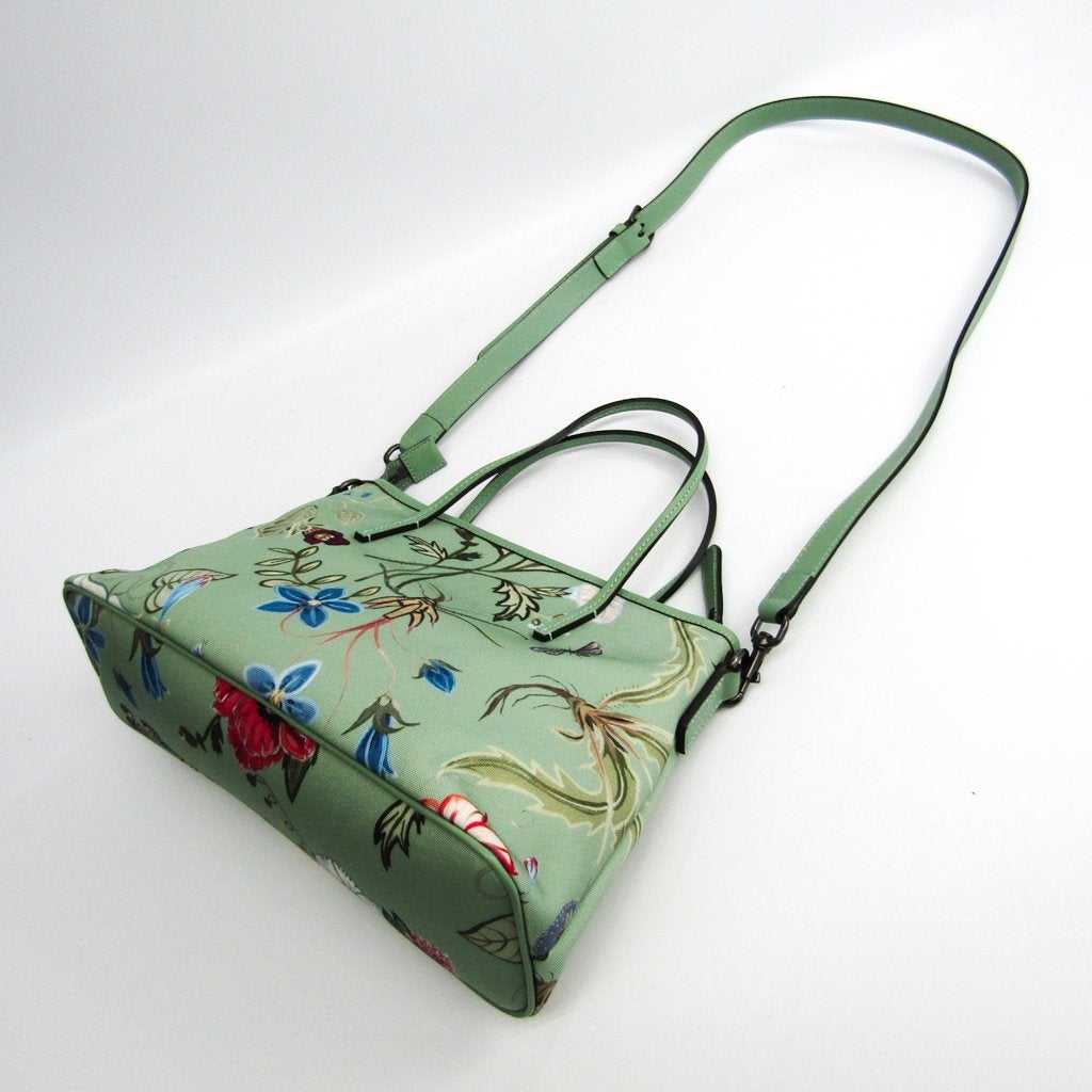 G*G Green Printed Canvas Kris Knight Tote  (SHA-36978)