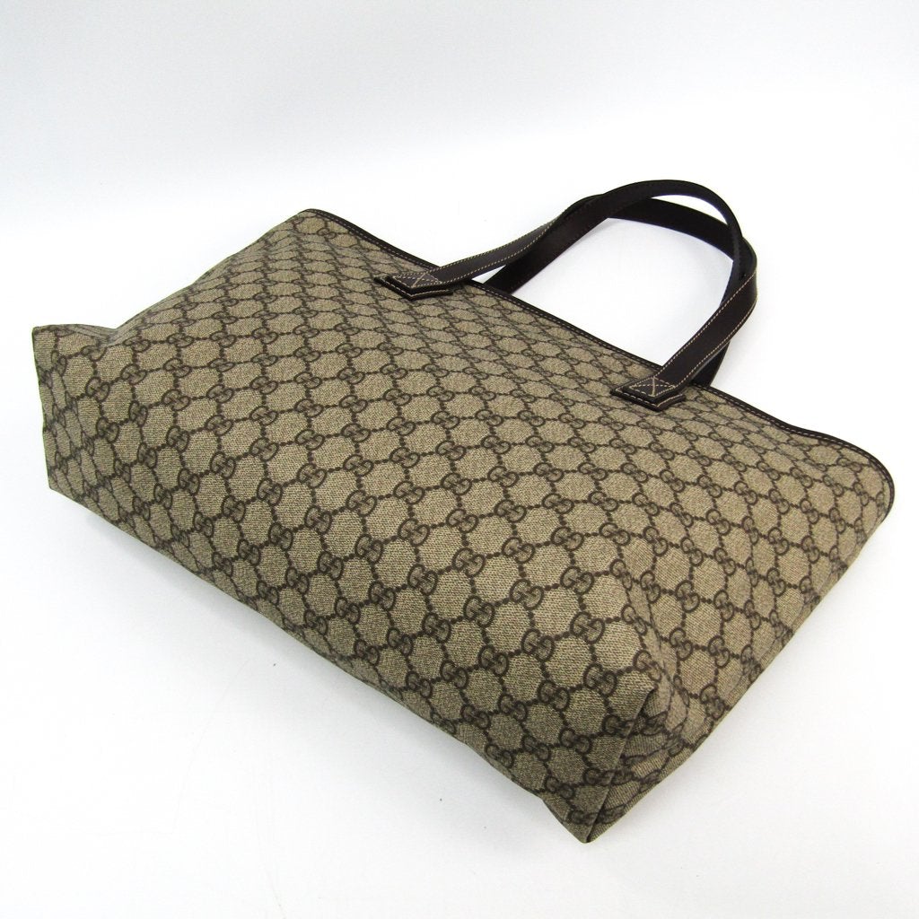 G*G Beige Leather GG Monogram Canvas  Tote Bag (SHA-24514)