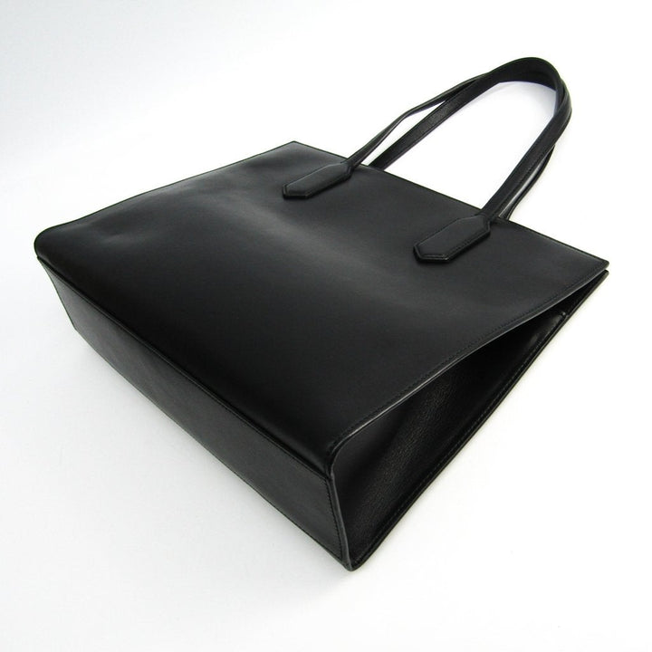 G*G Black Leather GG Shopping Tote (SHA-26742)