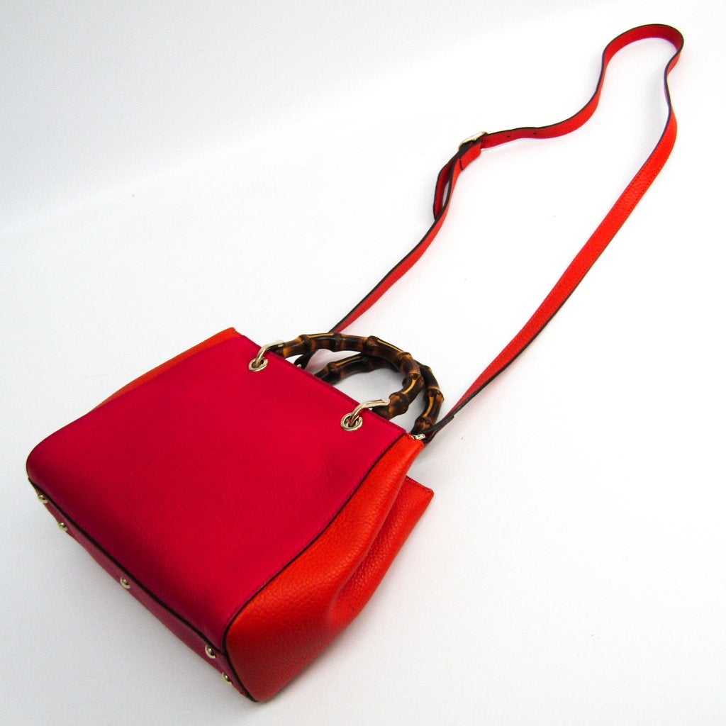 G*G Fuchsia Leather Bamboo Shopper Mini Tote (SHA24400)