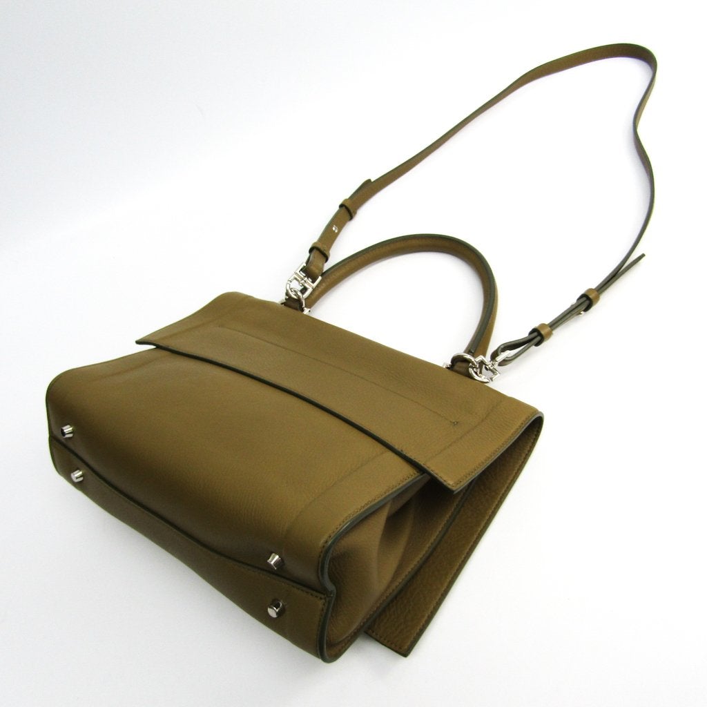 Givenchy Olive Green Leather Shoulder Tote (SHA-45326)
