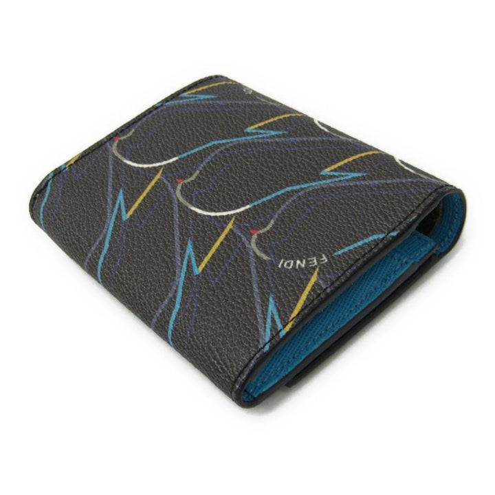 Fendi Dark Grey Coated Canvas Birds Compact Wallet (SHA-16419)