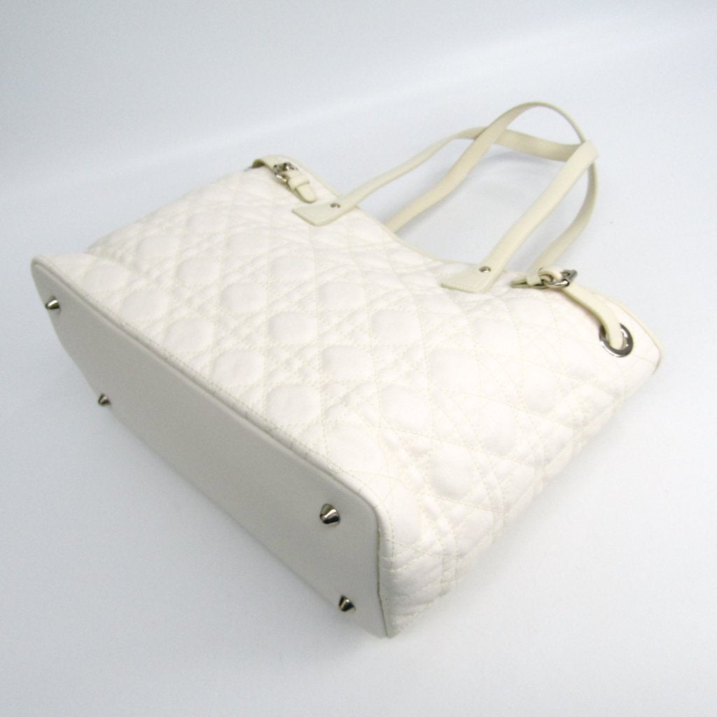 Christian Di**r White Cannage Quilted Leather Panarea Tote (SHA-16565)