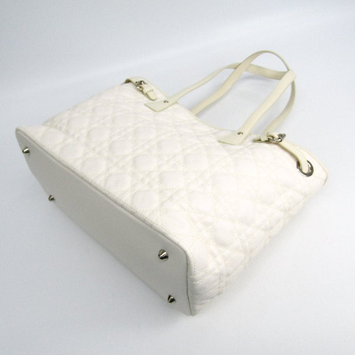 Christian Di**r White Cannage Quilted Leather Panarea Tote (SHA-16565)