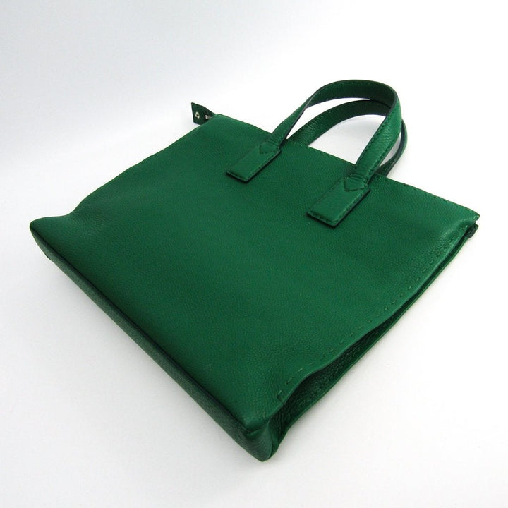 Fendi Green Leather Selleria Top Handle Bag  (SHA-11448)