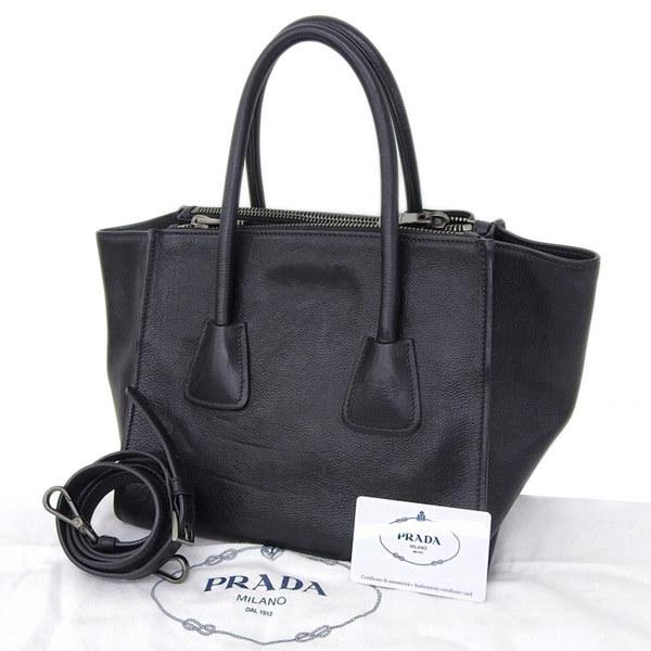 Prada Black Calfskin Leather 2-Way Tote (SHA23455)