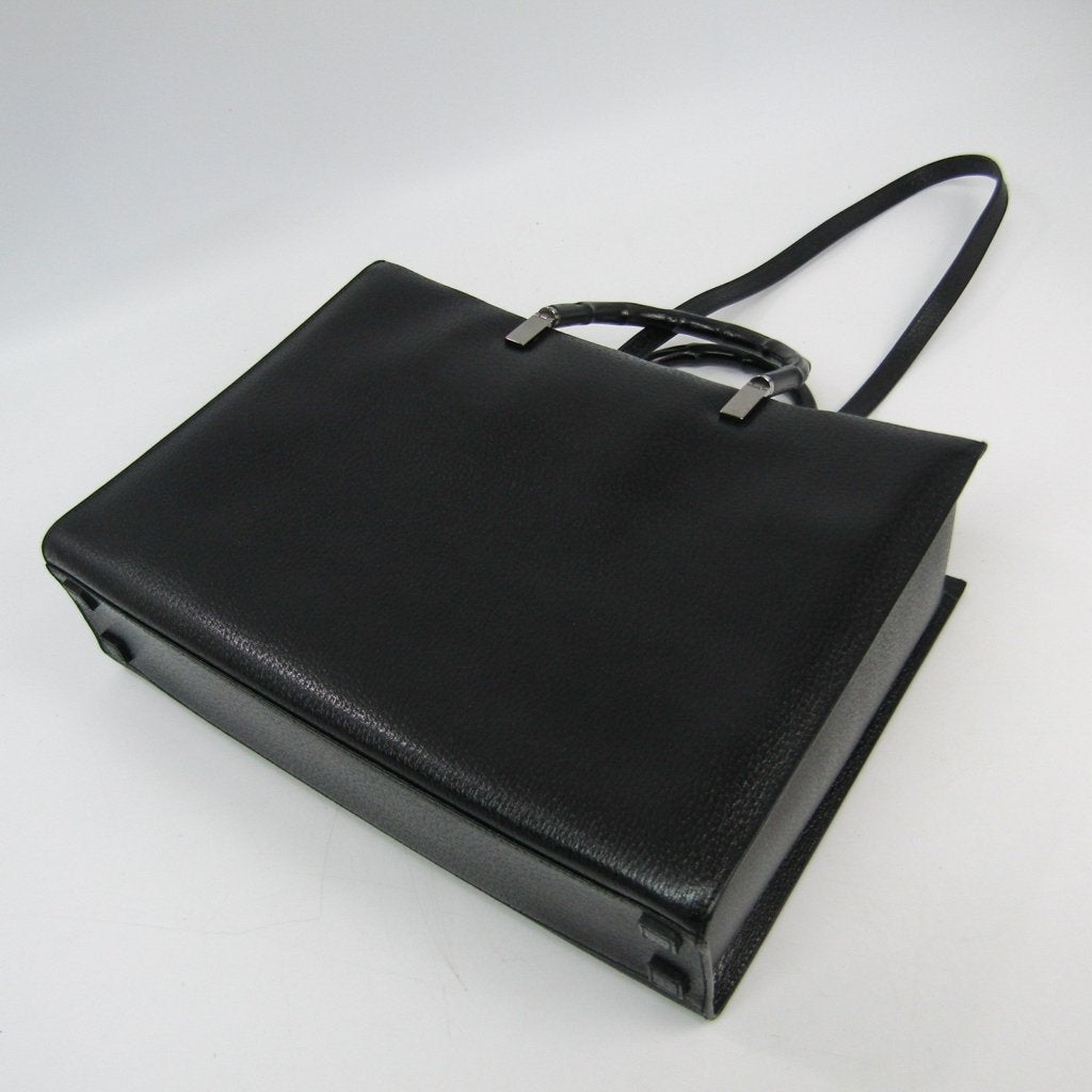 G*G Black Leather Bamboo Tote (SHA-36291)