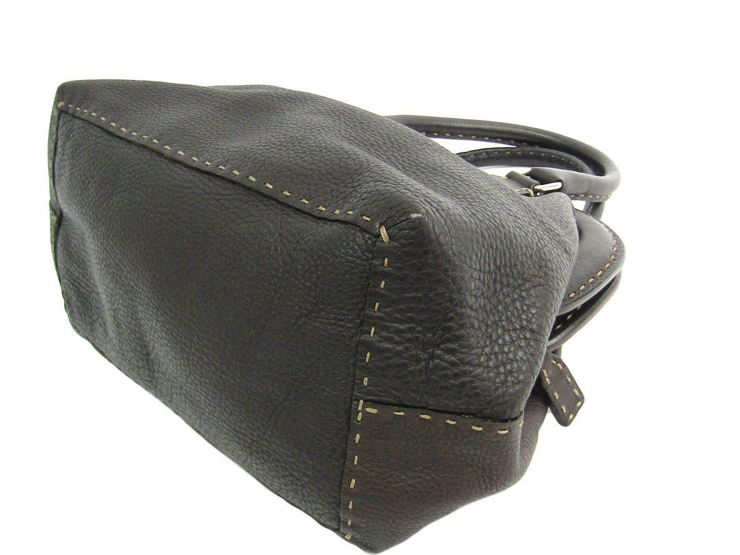 Fendi Gray Calfskin Leather Selleria Frame Doctor Bag (SHA-10659)