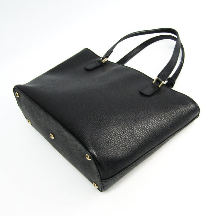 G*G Black Leather GG Tote (SHA-36344)