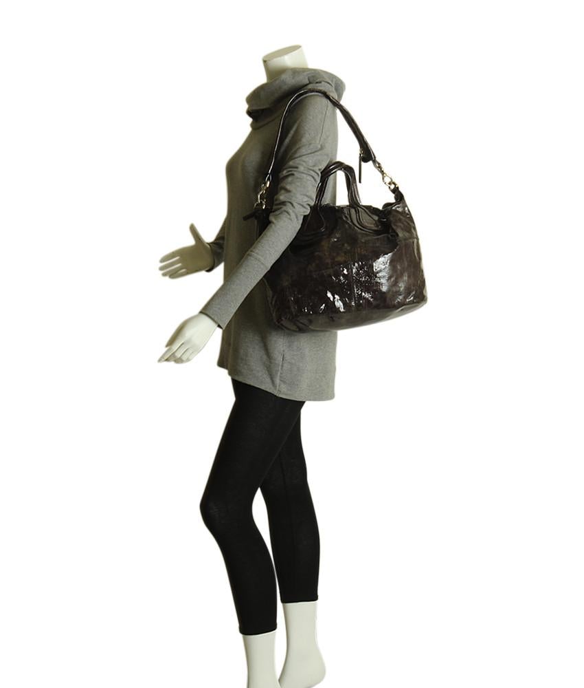 Givenchy Medium Nightingale Crinkled Patent Brown 2- Way Bag