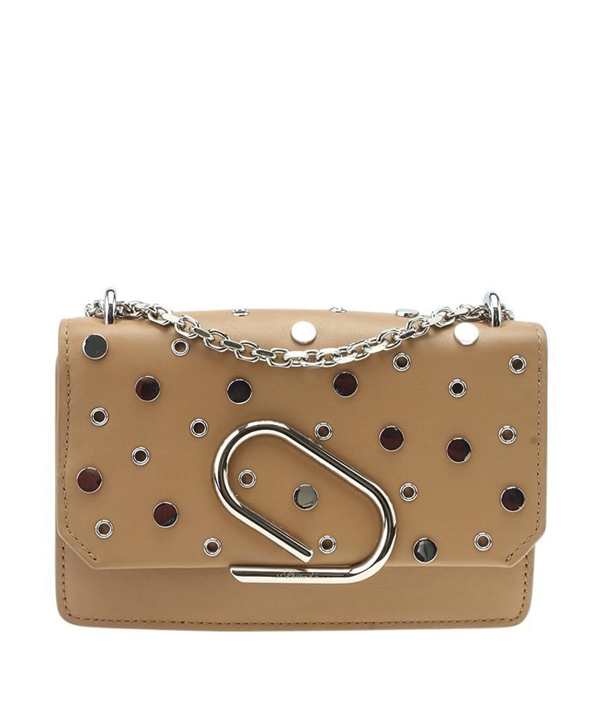 3.1 Phillip Lim Alix Studded Convertible Brown Leather Crossbody Bag
