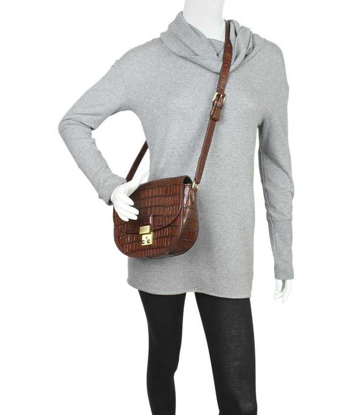 3.1 Phillip lim Pashli Saddle Crocodile Embossed Brown Crossbody Bag