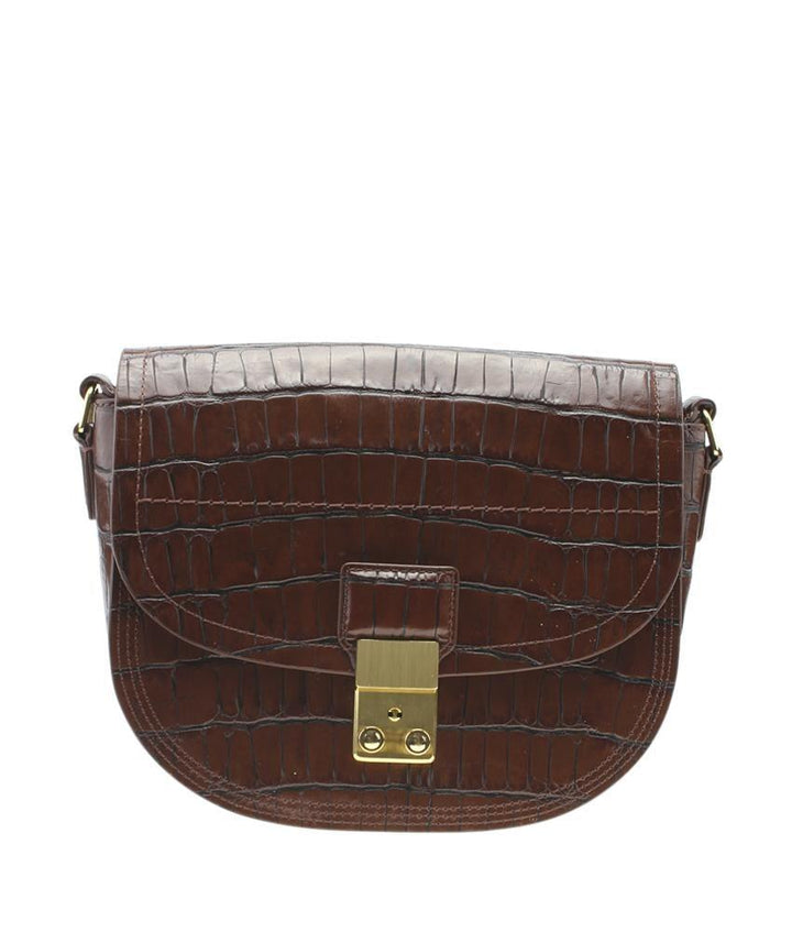 3.1 Phillip lim Pashli Saddle Crocodile Embossed Brown Crossbody Bag