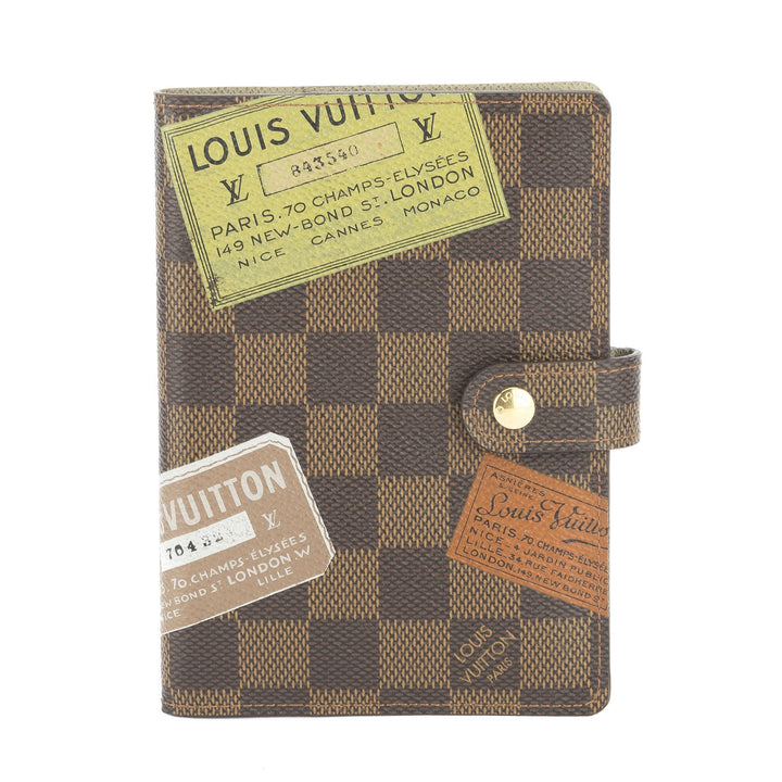 L*V Damier Ebene Labels Agenda PM Day Planner Cover (Pre Owned)