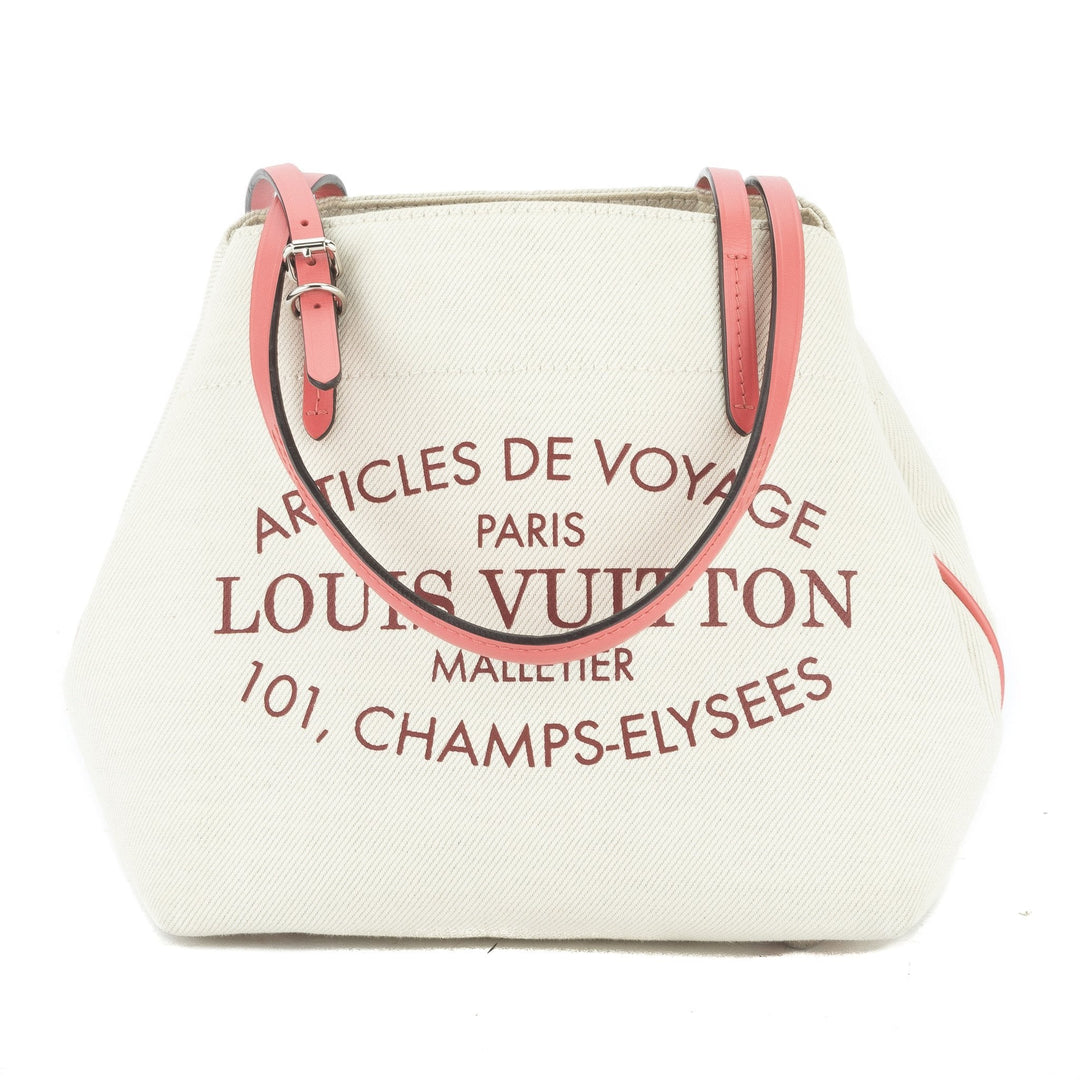 L*V Coral Canvas/Leather Cabas PM Tote Bag (Pre-Owned)