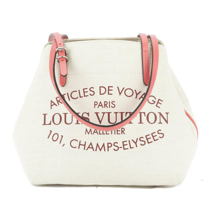 L*V Coral Canvas/Leather Cabas PM Tote Bag (Pre-Owned)