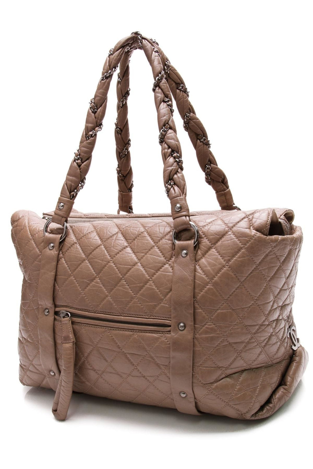 Lady Braid Tote Bag - Brown Leather