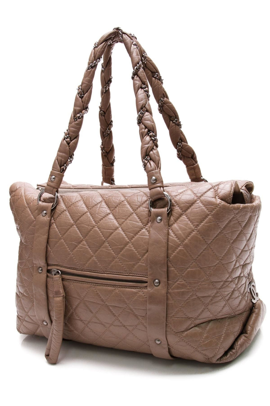 Lady Braid Tote Bag - Brown Leather