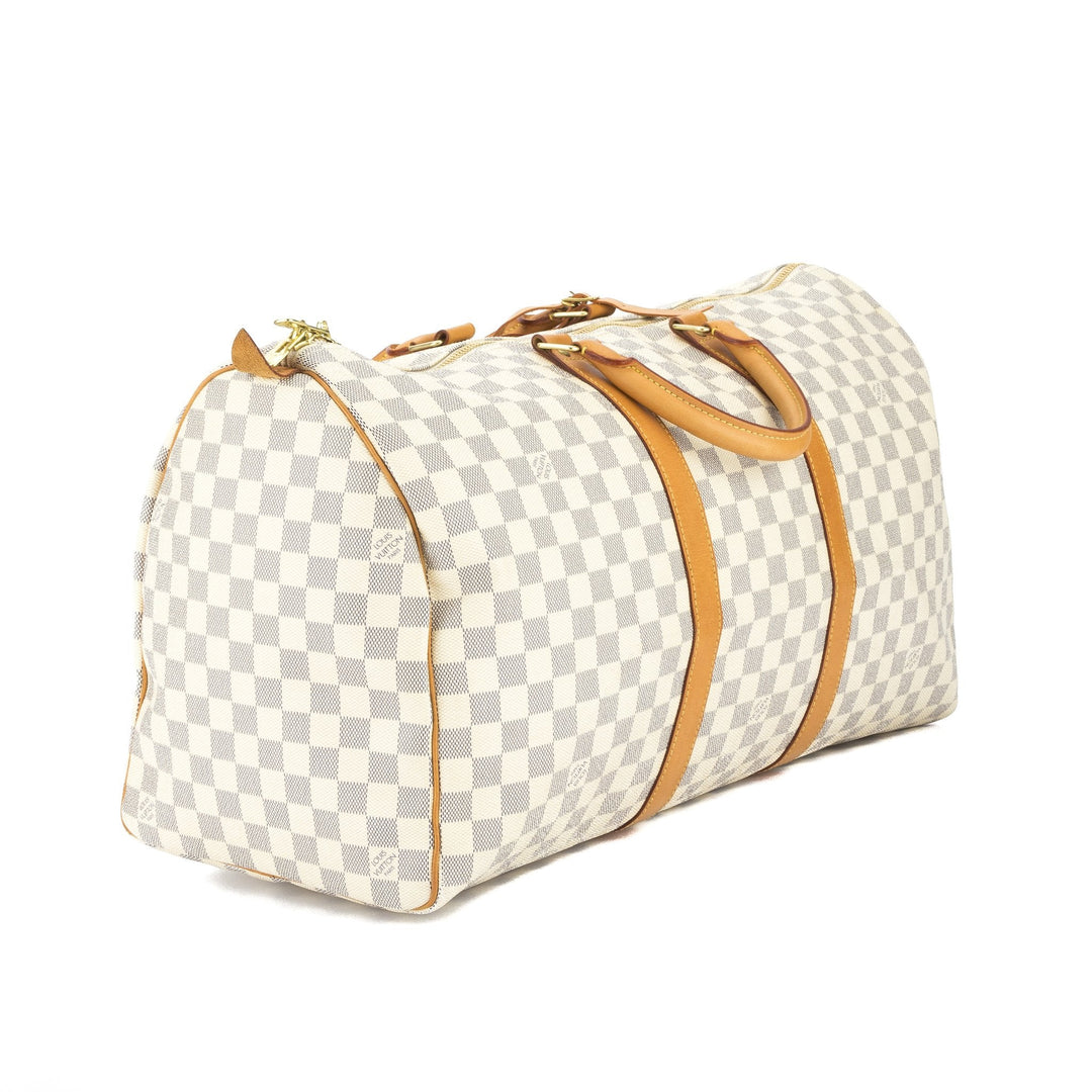 L*V Damier Azur Keepall 50 Boston Bag (Pre Owned)