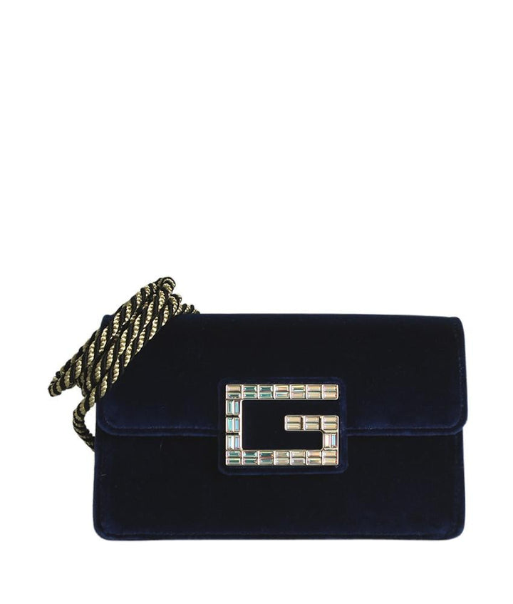 G*G 544242 Broadway Mini Blue Velvet Crossbody Bag