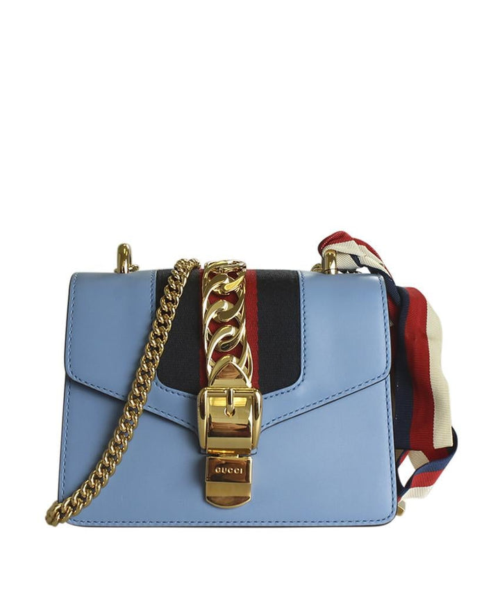 G*G 431666 Mini Sylvie Blue Leather Crossbody Bag