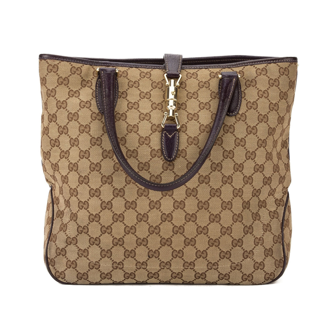 G*G Beige and Purple GG Supreme Tote Bag (Pre Owned)