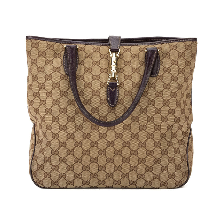 G*G Beige and Purple GG Supreme Tote Bag (Pre Owned)