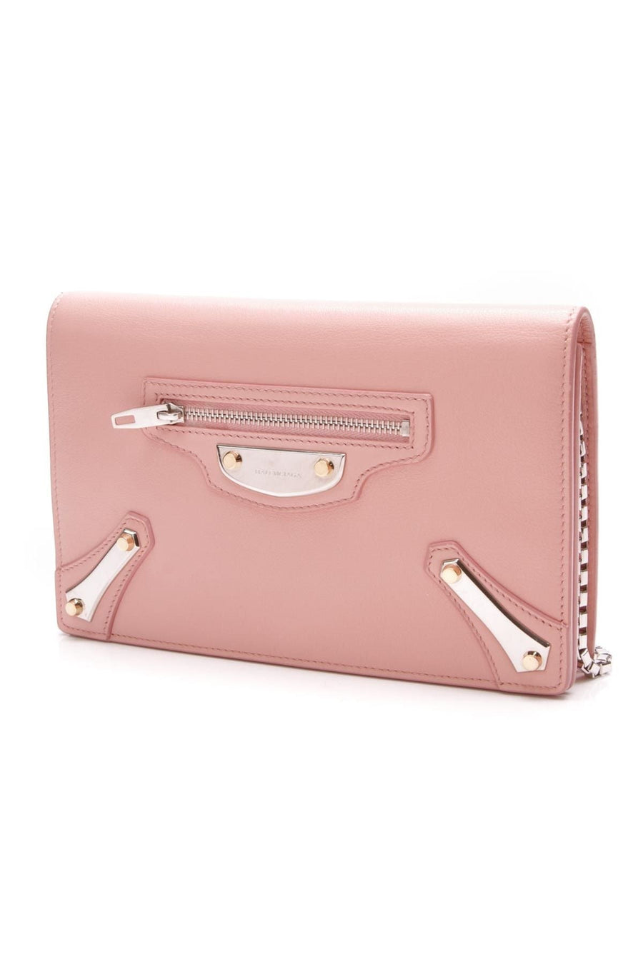 Metal Plate City Chain Wallet Bag - Rose Pink