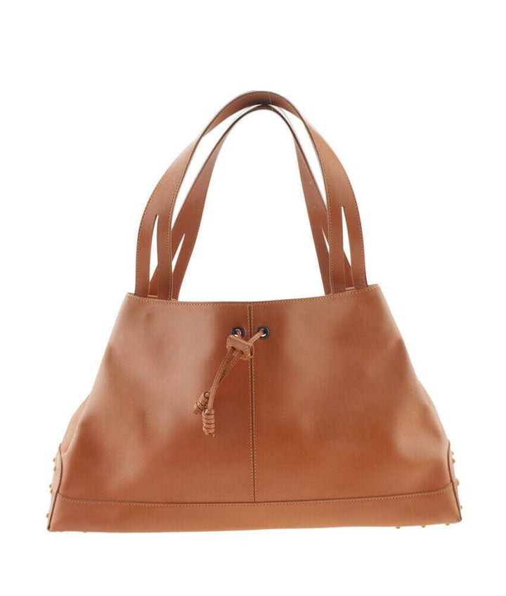 Tods Orange Drawstring Leather Tote Bag