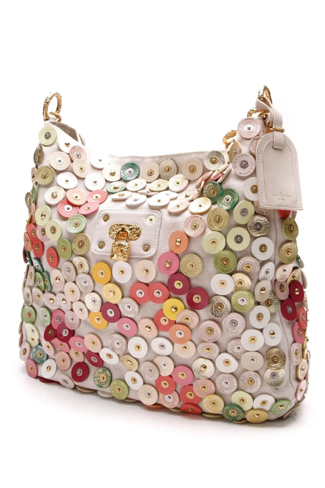 Morgane Hobo Polka Dots Fleurs Bag - Beige