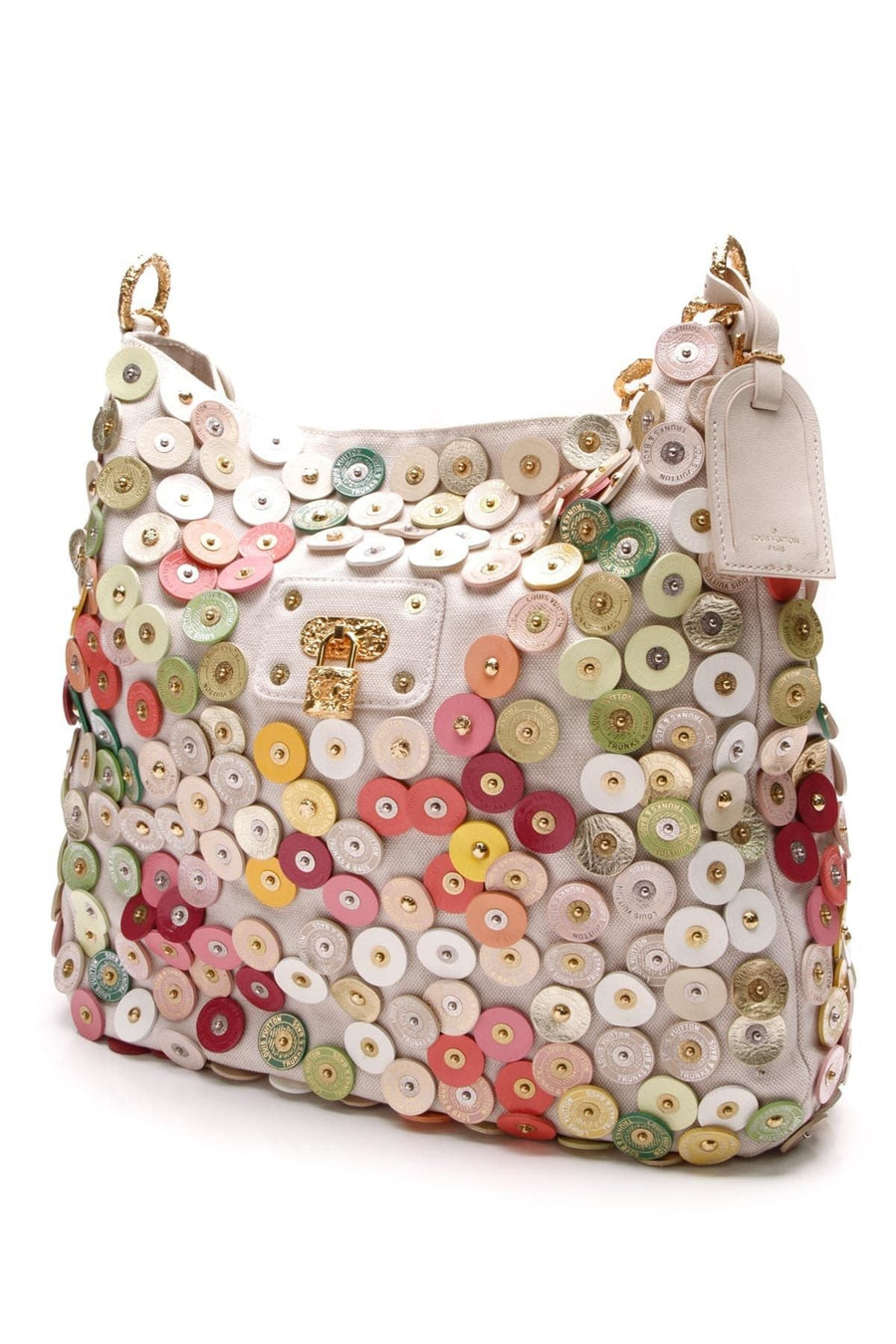 Morgane Hobo Polka Dots Fleurs Bag - Beige
