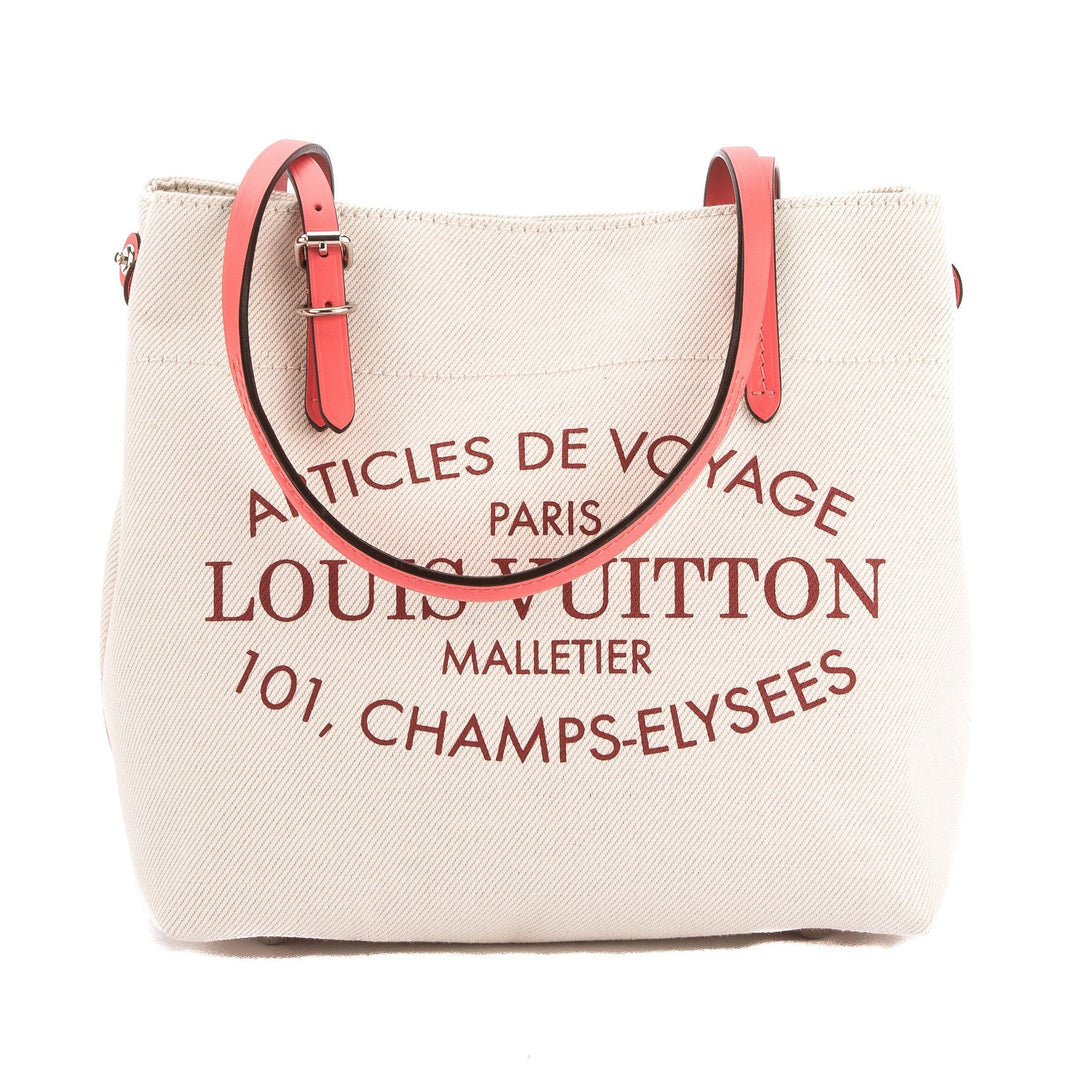L*V Corail Leather and Canvas Cabas PM Tote Bag (Pre Owned)