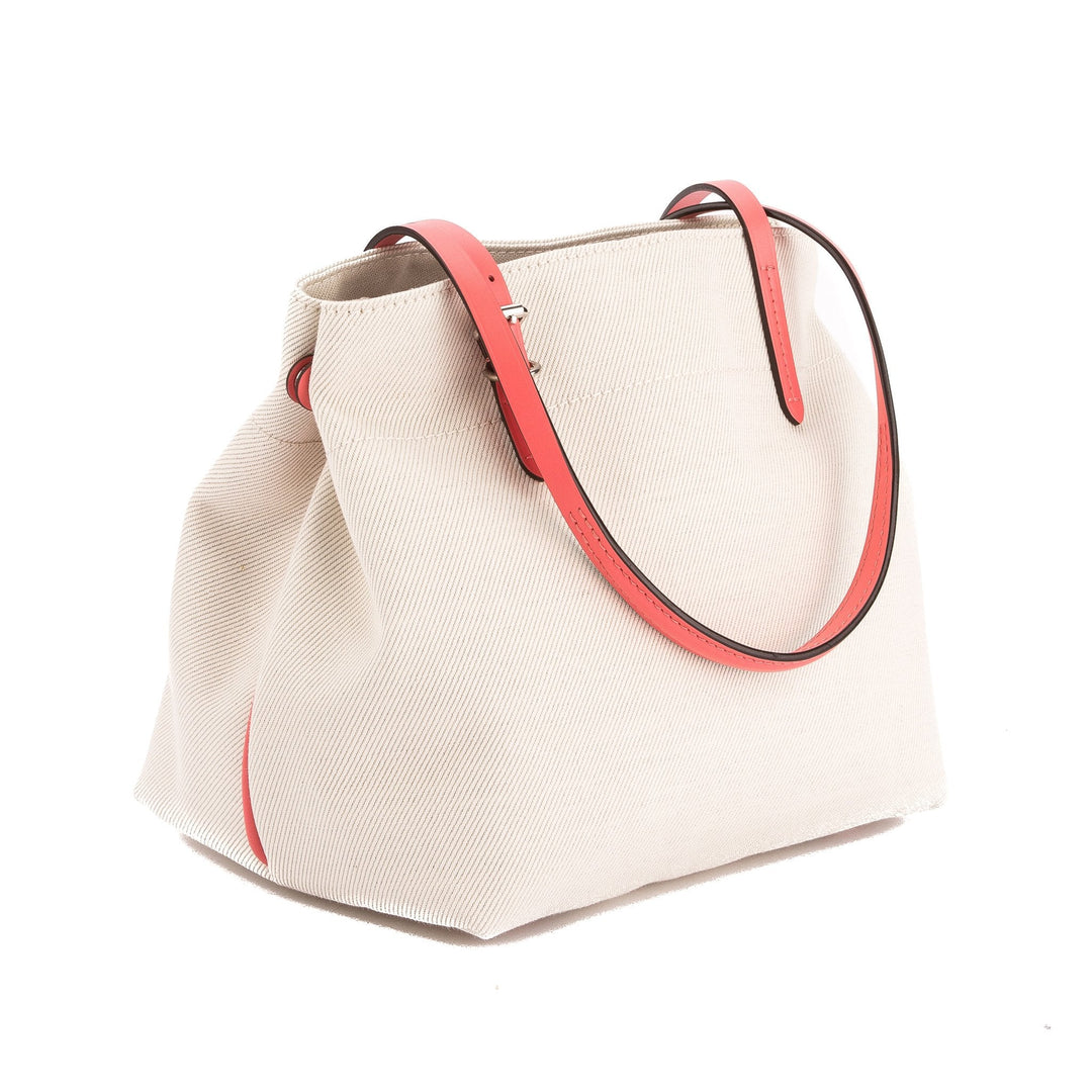 L*V Corail Leather and Canvas Cabas PM Tote Bag (Pre Owned)