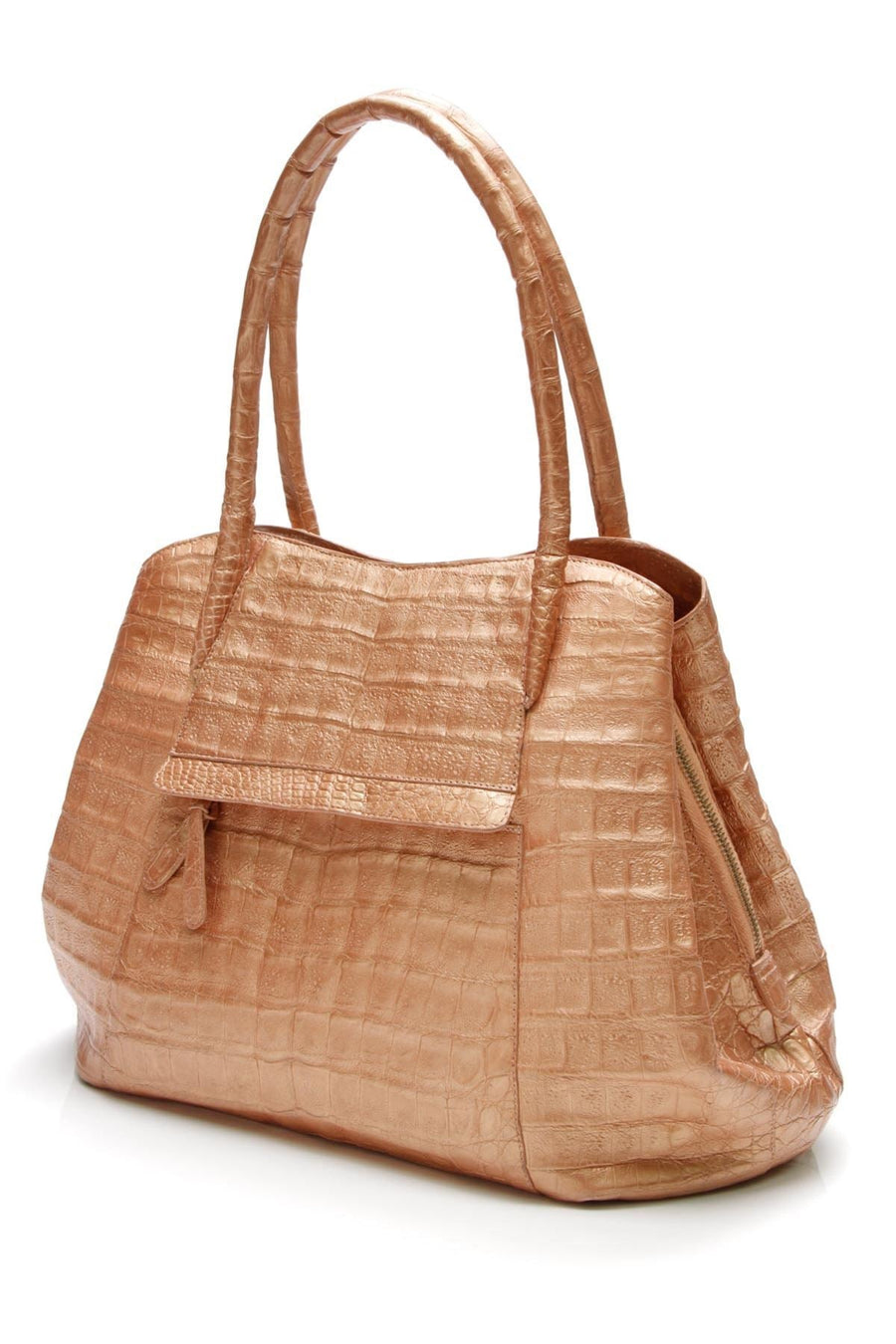 Crocodile Satchel Bag - Metallic Copper