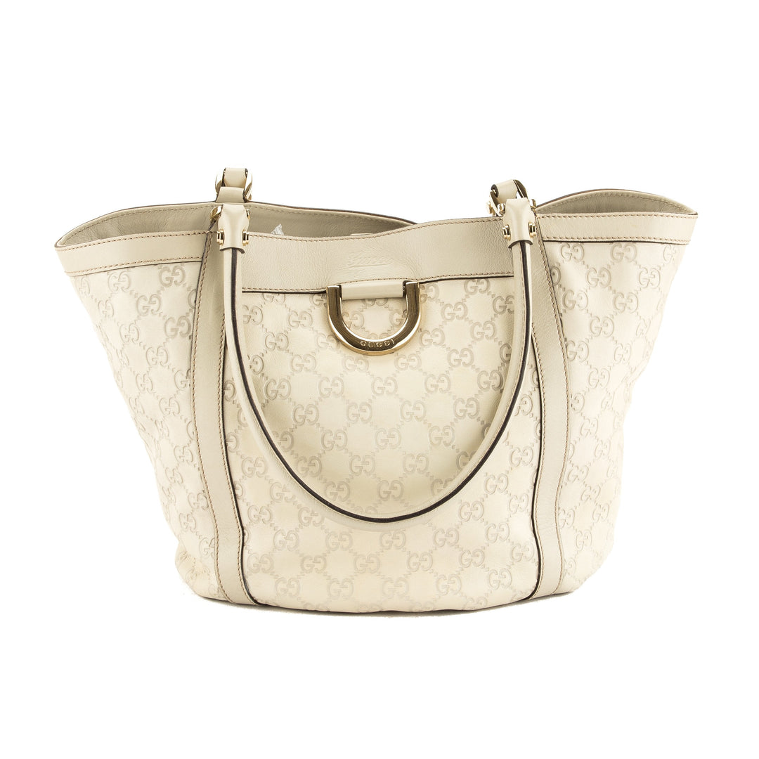 G*G Beige Signature Leather G*Gsima D-Ring Tote (Pre Owned)
