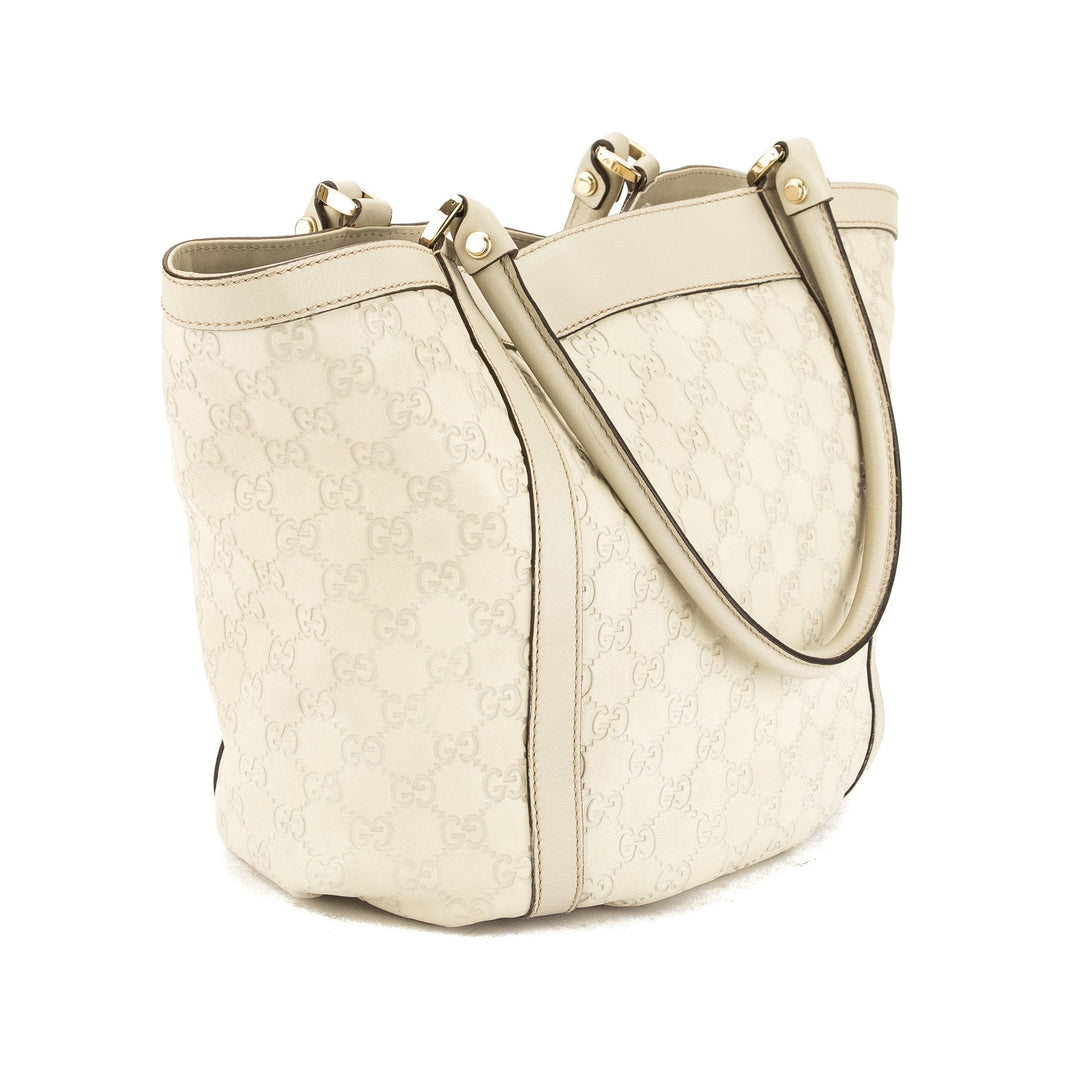 G*G Beige Signature Leather G*Gsima D-Ring Tote (Pre Owned)