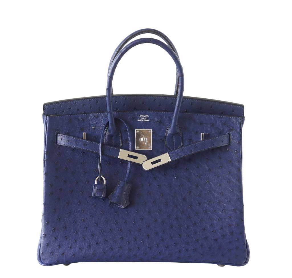 Hermès Birkin 35 Bleu Iris Ostrich Bag