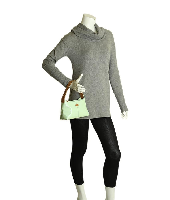 Tods Patent Leather Green Patent Leather Shoulder Bag