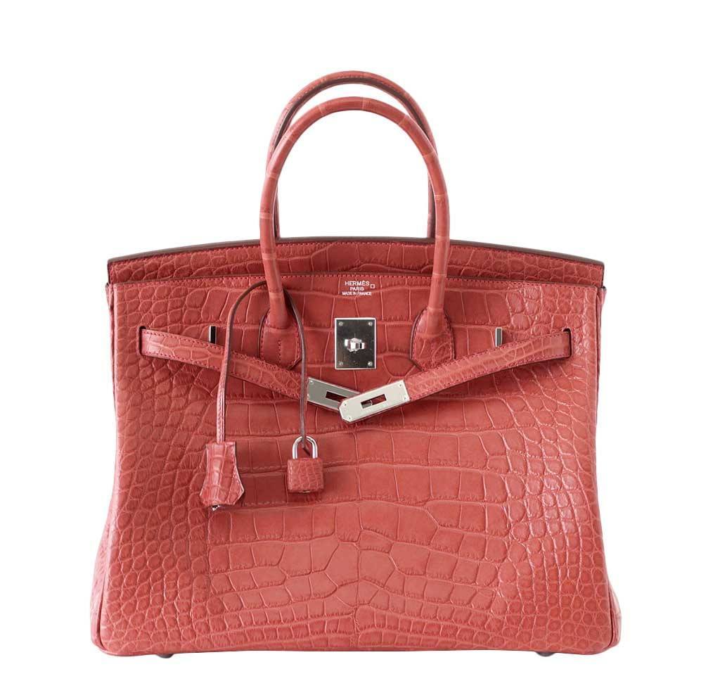 Hermès Birkin 35 Alligator Rose Indienne Bag