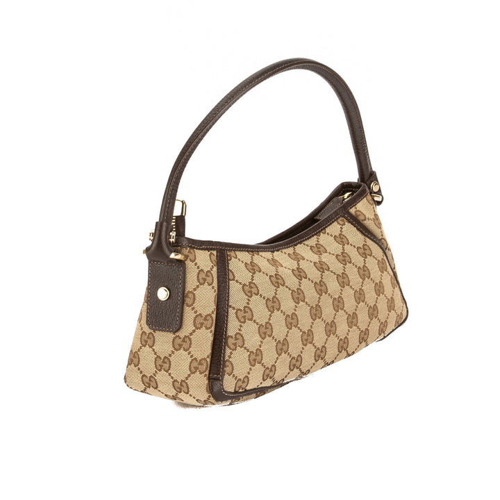 G*G Brown Leather GG Monogram Canvas D-Ring Tote (Pre Owned)