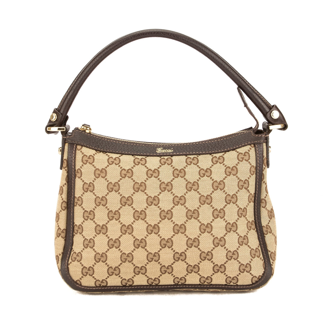 G*G Brown Leather GG Monogram Canvas Tote Bag (Pre Owned)